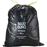 Sacs poubelle 100 litres liens coulissants Maxiburo - Carton de 200