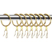 30 anneaux de cortina de métal pour cortina et 30 anneaux de cortina de métal pour cortina de ventana, porte de ducha (dorado, 32 mm)