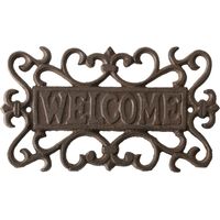Adorno de puerta de hierro fundido con la inscripción «Bienvenido»