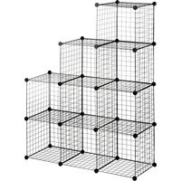 Libreria mobile 9 cubi rete acciaio PP 35x35x35 cm Nero