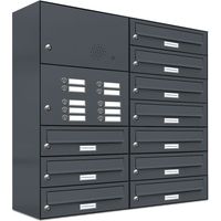 10er Briefkasten Anlage Aufputz - Wandmontage RAL 7016 Anthrazit Klingel