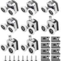 Curved shower door rollers, 8-piece glass shower door rollers, 23mm replacement shower door wheels with anti-collision block and chrome screws