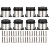8pcs Adjustable Furniture Legs Screws Included Round Metal Stainless Steel Cabinet Legs Table Feet Cupboard Foot Height Adjustable for Sofa Table Cabinets Shelves 50mm - Crezuo