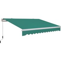 Toldo Manual 395x245 cm con Manivela Toldo Balcón Patio Terraza de Aluminio y Tejido Poliéster 280 g/m² Anti-UV Verde