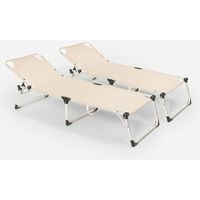 Set de 2 tumbonas plegables de aluminio para playa, jardín y mar Seychelles - Beige