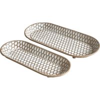 Plateaux en métal et bois pour la décoration de la maison - Pack de 2 unités