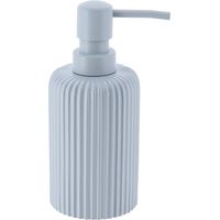 Distributeur a savon arrondi strie polyresine 230 ml - bleu clair - Tendance