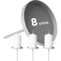 8 supports à bougies plats gris de 6,5 cm pour couronne de l'Avent et couronne de Noël