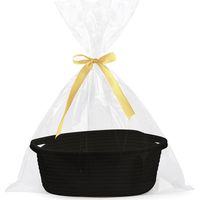 Panier de Présentation Vide avec Sacs Cadeaux et Rubans Noir Corbeille Cadeau en Corde de Coton,Panier de Rangement Décoratif,pour Cadeaux Vacances Anniversaires Mariage Fête Prénatale