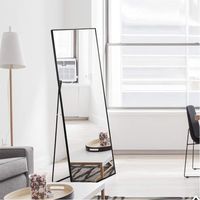 Standspiegel 150x40 cm - Großer Ganzkörperspiegel aus Hartglas mit Rahmen aus Aluminiumlegierung - Rechteckig und splittergeschützt für Schlafzimmer und Ankleide - Schwarz