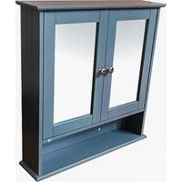 Grey Double Door Mirror With Shelf Bathroom Cabinet Knob Handles