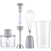 Frullatore a immersione con piede in acciaio, tritatutto, sbattitore e bicchiere 400w