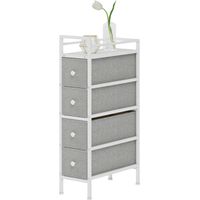 Commode 4 tiroirs en tissu cadre acier gris clair pour chambre petit espace