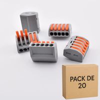 Alternative WAGO 222-415 – Pack 20 bornes à levier PCT-215 – 5 fils – 32A