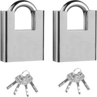 Lot de 2 cadenas avec clé - 40 mm - Résistant aux intempéries - Cadenas de sécurité - Cadenas avec clé pour garage, porte de cave, casier