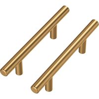 Lot de 10 - Poignée Placard - Poignée Meuble - Acier Inoxydable Laiton Brossé Pour Cuisine Salle De Bain Chambre Bureau Doré 90mm
