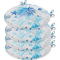 Set 4 Cuscini Sedia Rotondi Cotone Con Lacci Lavabili Morbidi Coprisedia Tondi Corallo Azzurro