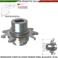 Ingranaggio Esterno 9 Denti Pignone In Acciaio Ricambio del Motore Utile 122019/2 Rocchetto Calettato Dell'albero Motoriduttore Che Traina La Catena Regolare La Giusta Tensione Evita Usura Attiva