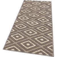 Tapis de Cuisine Doux Bordé Moderne Coureur Antidérapant Losanges 3D Beige - 50X40 Cm