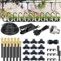 Kit d'Irrigation Automatique 10M - Système Mixte Goutte-à-Goutte + Brumisation, Tuyau + Buses Réglables, pour Jardin, Potager, Serre et Terrasse