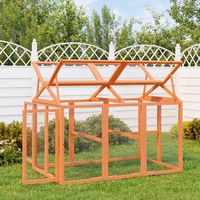 Enclos pour animaux brun, mesurant 141x94x104 cm, en pin massif.