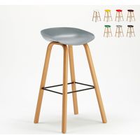 Tabouret de bar café cuisine et salon chaise effet bois Towerwood - Gris