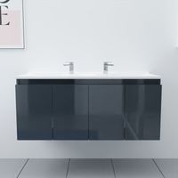 Meuble double vasque 120 cm PROLINE- Gris- Plan vasque en Résine