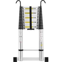 Stanew – Échelle télescopique en aluminium 6,2M – Charge max 150 kg – Marches antidérapantes de 4 cm – Accoudoir amovible pour sécurité