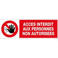 LOT DE 5 PLAQUES PS CHOC 45 X 15 MM ACCES INTERDIT AUX PERSONNES NON AUTORISEES