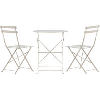 Taosalon 1 table, 2 fauteuils beiges.