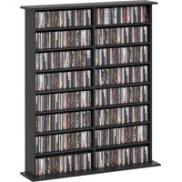 Mobile Libreria porta CD a 16 Ripiani dal Design Moderno , 106.5x24x126.3 cm, Nero