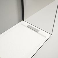 Mineralguss-Duschwanne extra flach LUX Schieferoptik weiß 90x120cm Ablaufschutz in Chrom Ablaufschutz in Chrom