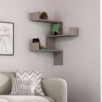 Etagère d'angle murale 3 étagères Gain de place Tourterelle 60 x 22 x 90H cm