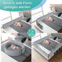 Wolketon 180cm Bettgitter Bettschutzgitter Kinderbettgitter für Kinder Höhenverstellbar 5-Loch Rausfallschutz Babybettgitter für Familienbett und Kinderbett Grau