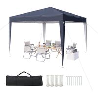 Aoxun Toit pliant 3 x 3 m, structure métallique imperméable, hauteur réglable, avec sac de transport, idéal pour le camping et les fêtes, bleu