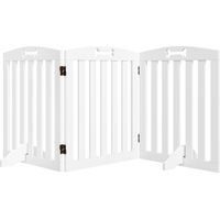 Barrera de Seguridad para Perros Plegable 155 cm Valla para Perros Medianos de 3 Paneles con Pies Extraíbles Blanco
