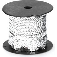 Bobine de sequins argentés 6mm en plastique résine, 100 yards, accessoire décoratif pour tissu et chaussures, ligne scintillante