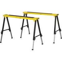 DURHAND 2er-Set Sägepferd Arbeitsbock Unterstellbock Klappbar rutschfest Stahl Gelb Schwarz 100 x 49 x 62-90 cm Belastbarkeit 100 kg