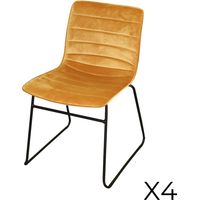 Set di 4 sedie in velluto a coste giallo collezione NETS stile industriale