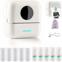 Lauwexe – Mini imprimante photo portable sans fil – Impression thermique 205 DPI – 5 rouleaux de papier autocollant – Application iOS/Android