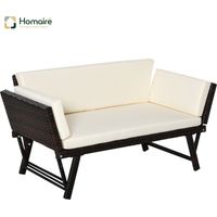 HOMAIRE Polyrattan Gartensofa 2 Sitzer klappbar mit Armlehnen für Terrasse & Balkon