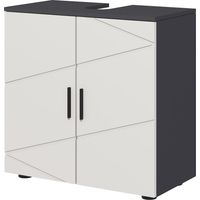 Armoire salle de bain gris clair 2 niveaux bois 60x30x80 cm