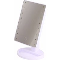 LED-beleuchteter Kosmetikspiegel mit 16 LEDs, Touch-Bedienung, batteriebetrieben, weiß.