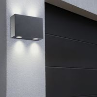 Applique murale d'extérieur spot mural LED éclairage de façade éclairage de jardin LED gris clair extérieur, brillant vers le haut et vers le bas, 4W 1504lm 3000K, LxH 11,5x9 cm