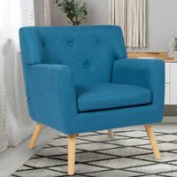 Sillón escandinavo LIV en tela azul pato