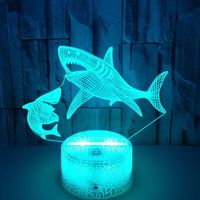 Veilleuse requin 3D Wekity, alimentée par USB, avec lumière LED 7 couleurs, idéale comme cadeau pour la décoration de la chambre d'enfant.