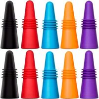 Lot de 10 bouchons à vin réutilisables en silicone avec liège pour conserver la fraîcheur du vin - Couleurs assorties
