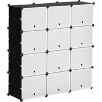 Modulares Regalsystem, Steckregal, zusammensetzbar aus 12 Würfeln 125 x 32 x 125 cm, Kunststoff+Stahl Schwarz