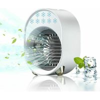 Mini Climatiseur Portable, Climatiseur Mobile Sans Évacuation, Ventilateur Silencieux Chambre, Climatiseur Mobile Silencieux, Clim Portable Rechargeable USB Petit Humidificateur Air 3600mAh 4 en 1 [Cl