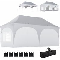 Gazebo pieghevole 3x6 m con pareti removibili e borsa trasporto, bianco